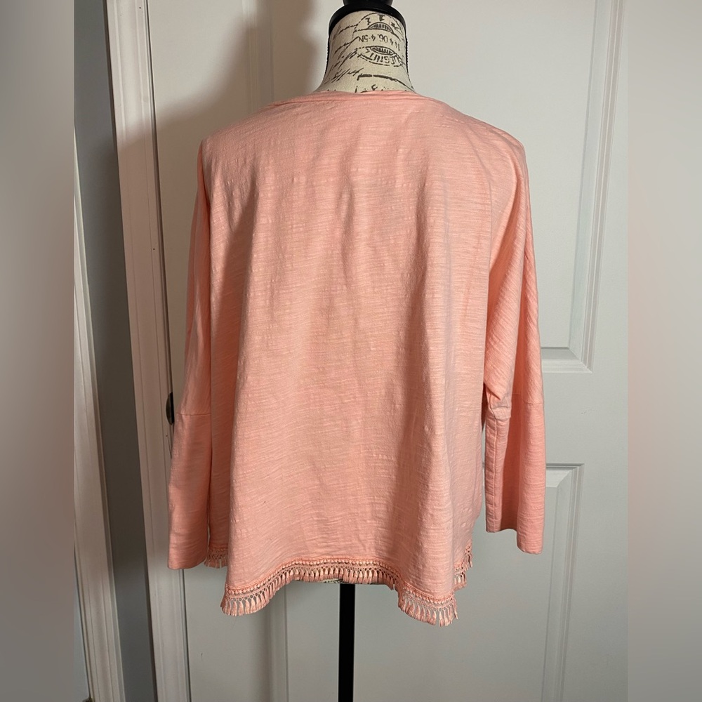 Avon Coral 3/4 Batwing Sleeve Boho Cotton Top with Kangaroo Pocket XL N - Picture 2 of 6